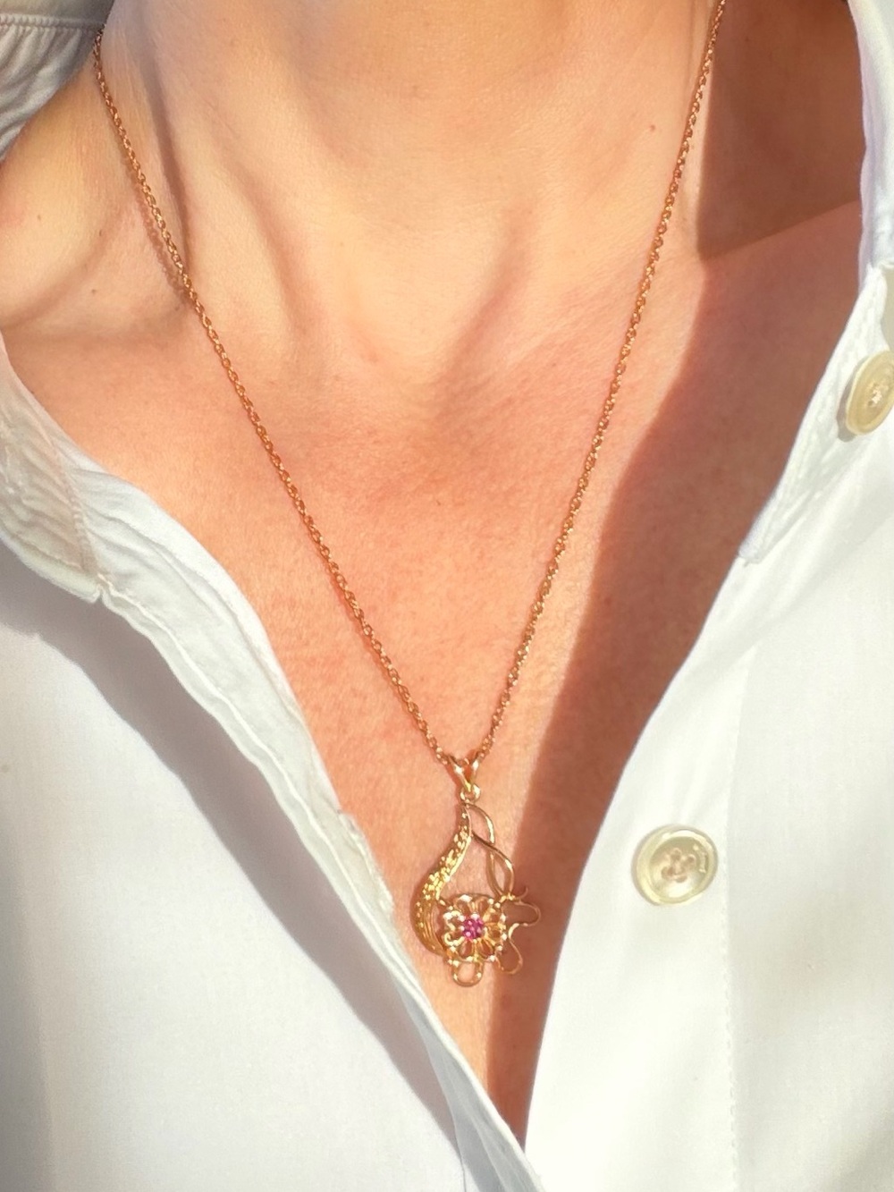 Vintage ECCO Canadian Art Deco/Retro 14k Necklace with Pendant